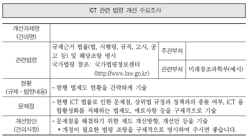 ICT 관련 법령 개선 수요조사(안)