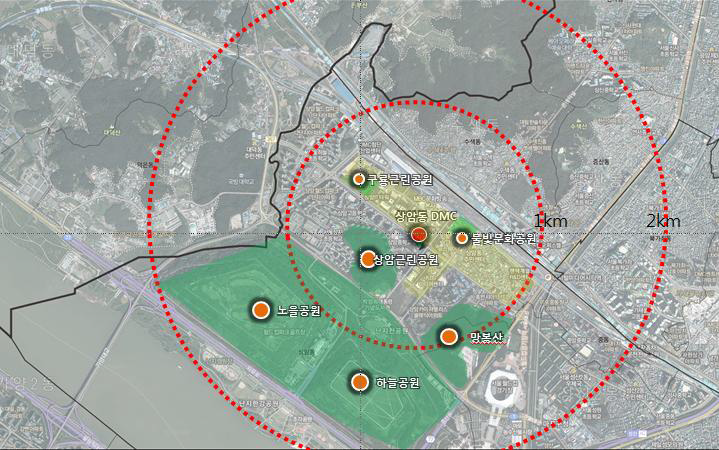 상암DMC 권역 공원시설 현황