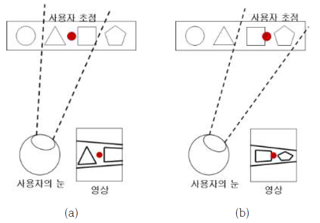 사용자의 초점에 따른 영상의 왜곡