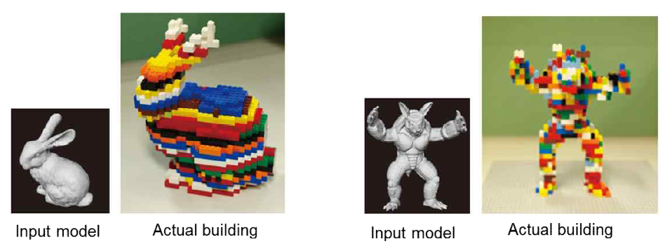 3차원 입력 모델 및 레고 모델 자동 생성 알고리즘 결과물