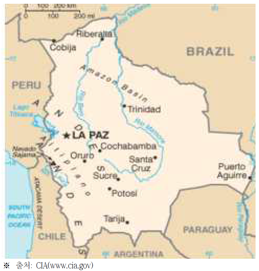 볼리비아 국가 지도