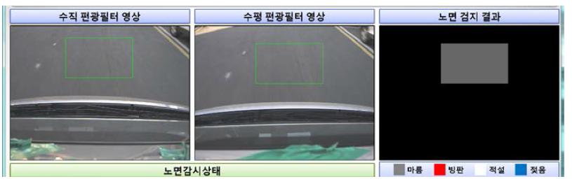 마른노면 검출 화면(주행속도 30 km/h)