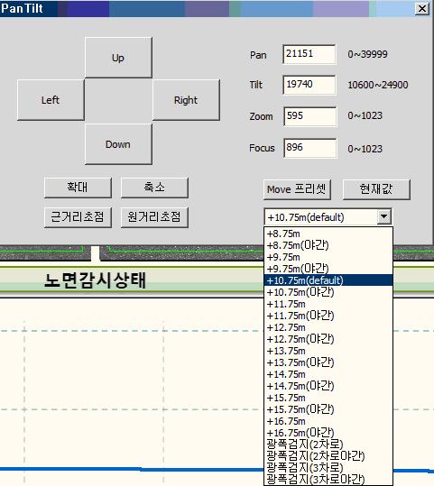 PTZ 설정 창