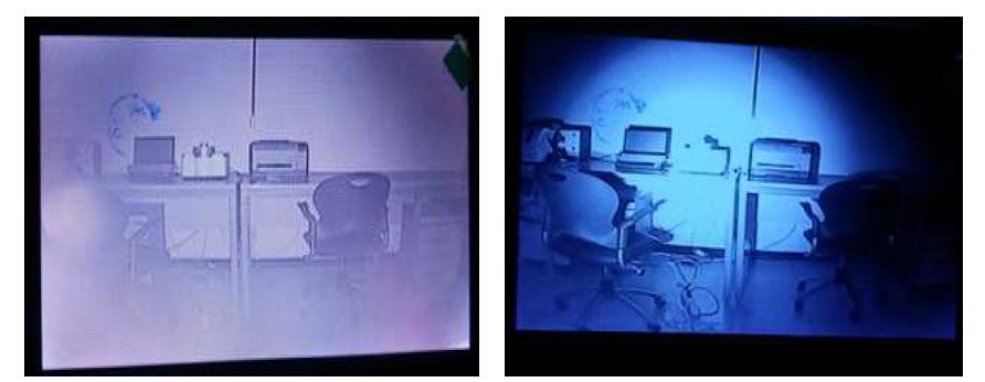 2m 실험, [좌]내장형 LED, [우]내장형 & 외장형 LED 혼합 시인성 확인