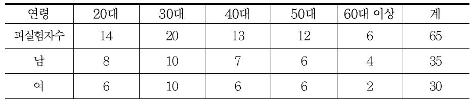 운전자 시감 실험 피실험자 현황