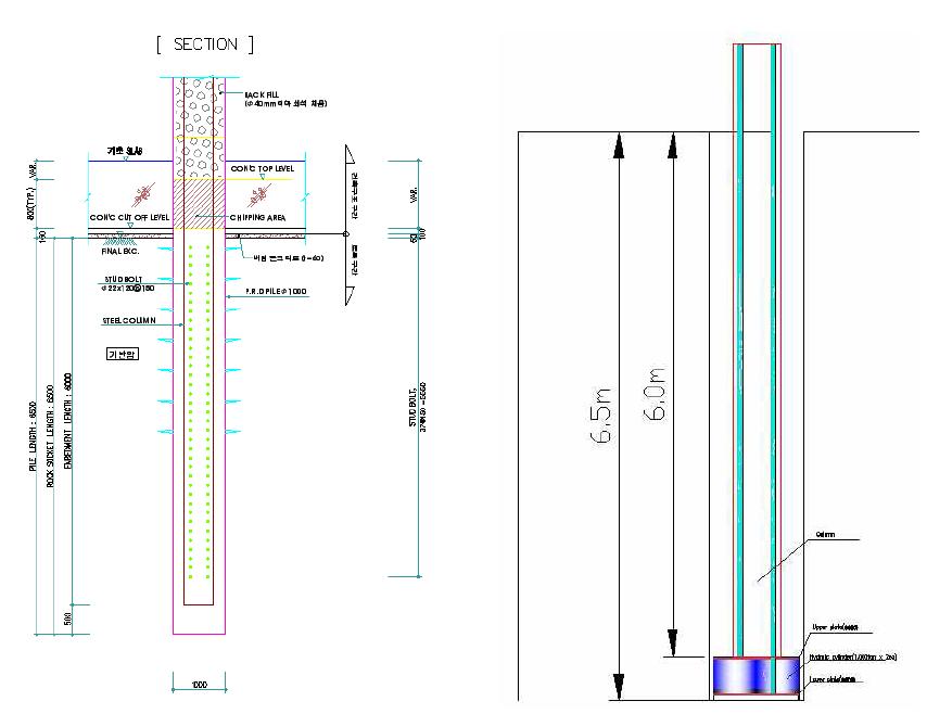 실험말뚝의 단면도