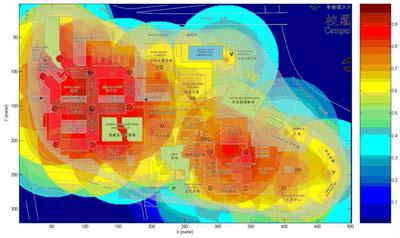 색으로 구분한 다수 발신기 Heatmap