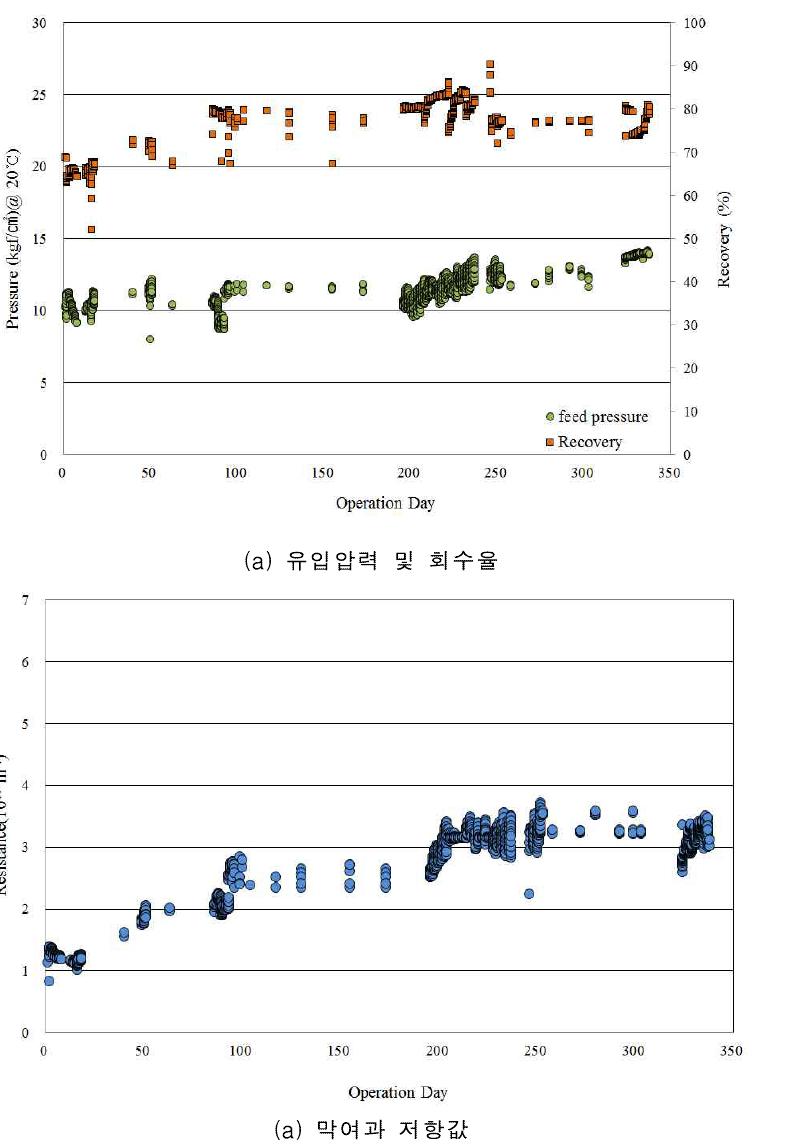 외산막 장기 운전 결과