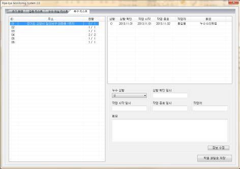 모니터링 소프트웨어(Ver. 1.0) 복구 리스트