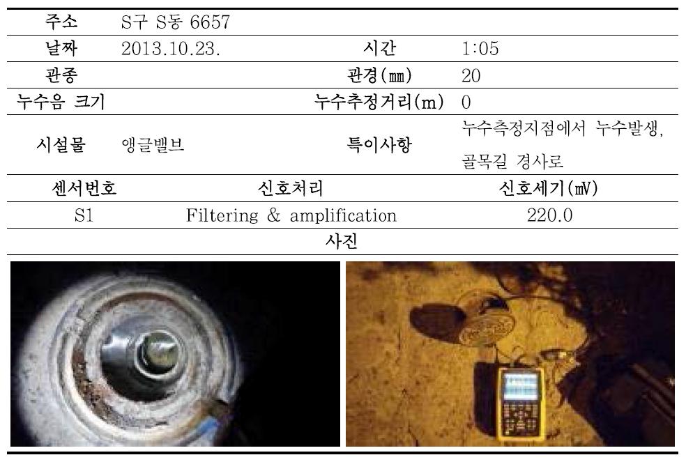 성남시 누수조사결과(No. 1-1)