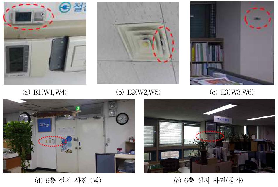 제2별관 5,6층 실내온도 측정 센서 설치 사진