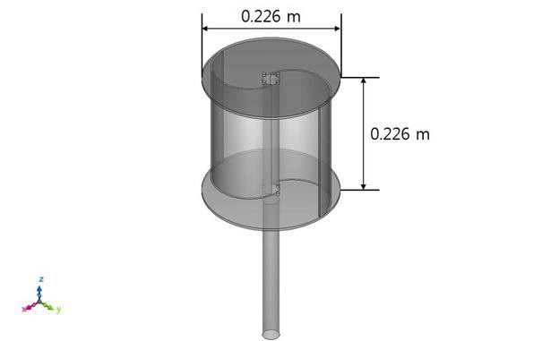 해석에 사용된 사보니우스 풍력 터빈의 형상 및 크기