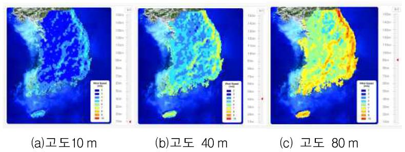 한국에너지기술연구원 대한민국 바람지도