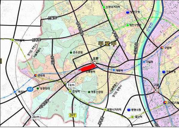 서울 오류동 지구 위치도