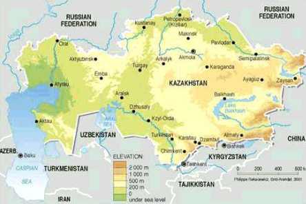 카자흐스탄의 지리적 위치