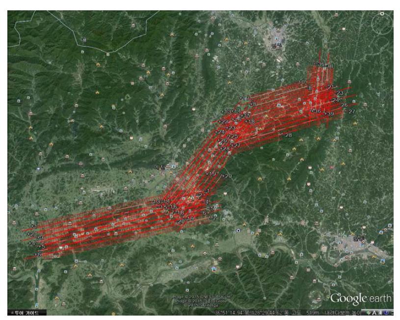 2015년 내성천 항공 LiDAR 측량 코스도