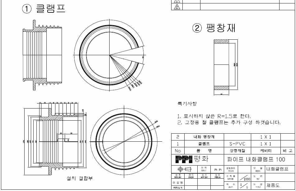 파이프 고정과 고온팽창 기능 일체화 고정구