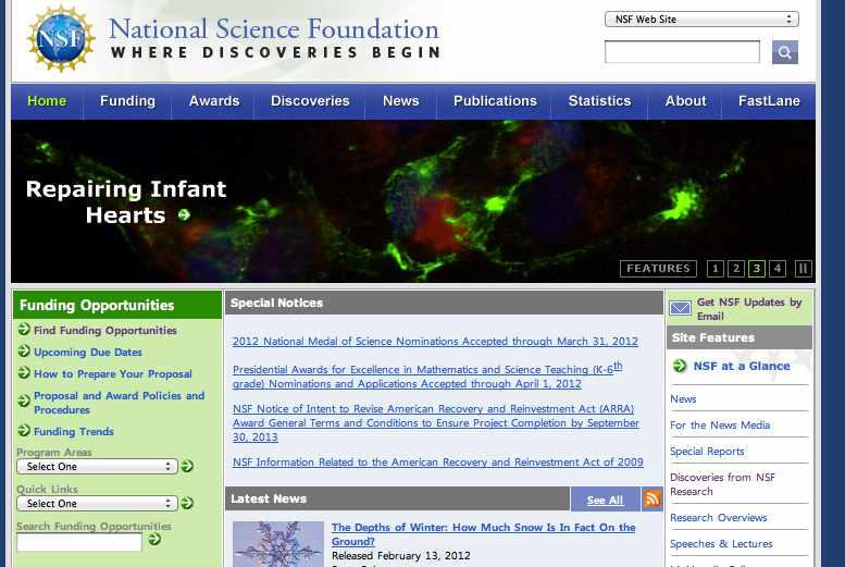미국 과학재단(NSF) 웹사이트