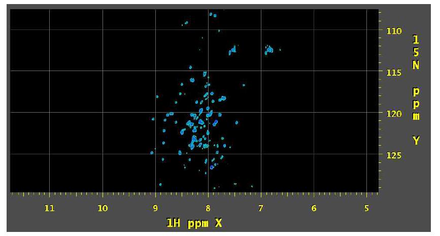 항독소 lbj9의 1H-15N HSQC spectrum