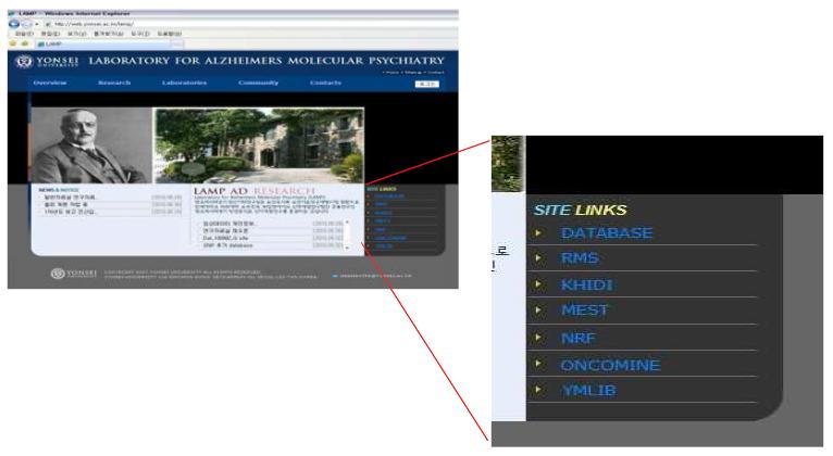 연구자 편의와 데이터베이스 입력을 위한 싸이트 링크