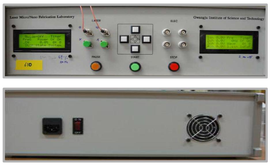 레이저-전자기 융합침 시스템의 전·후면 사진