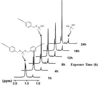 1H NMR을 이용한 PPADT-PEG 분해 산물 분석.