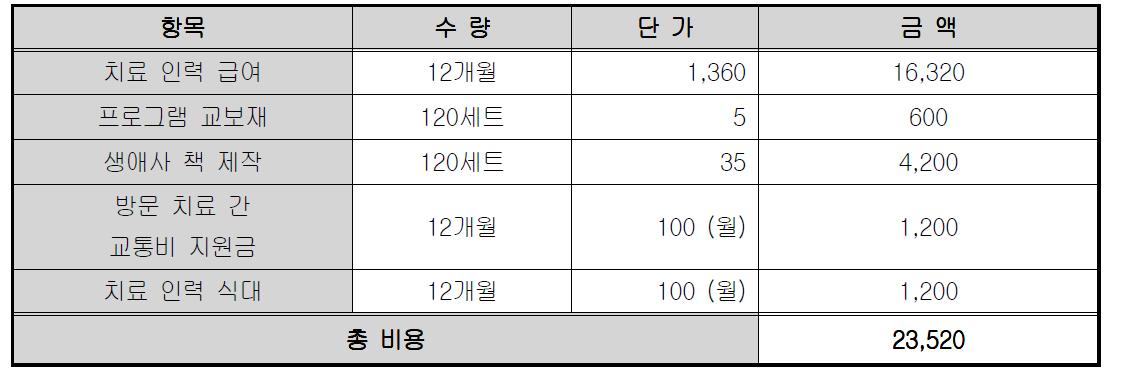 외부 인력 고용 시 프로그램 실행 비용