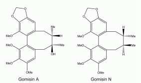 Chemical structures of gomisin A and gomisin N.