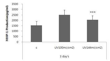 UVB dose에 의한 MMP-1 생성의 변화