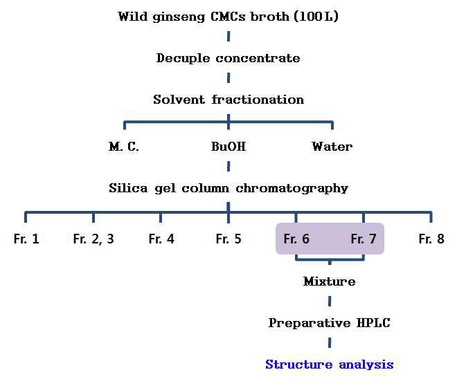 산삼 CMCs 배양물에서 ginsenoside 1138의 분리과정 모식도