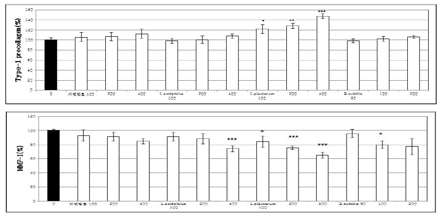 승마갈근탕 발효물의 Type-1 procollagen 생함성능 및 MMP-1 생합성 저해능