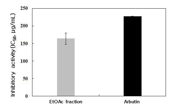 쇠비름 추출물 ethyl acetate 분획의 tyrosinase 저해 활성.