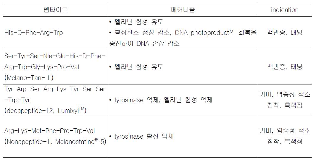 피부미백 관련 펩타이드