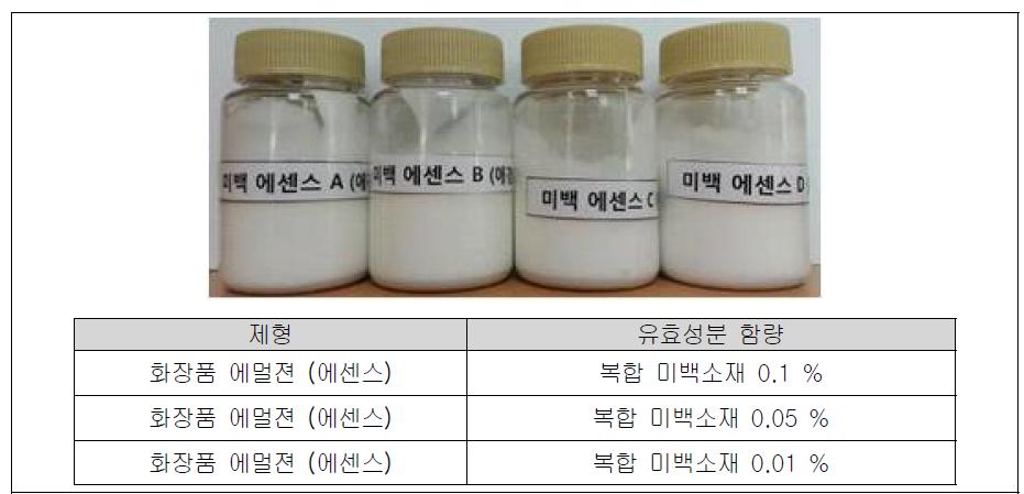 복합 미백소재 함유 화장품 시제품