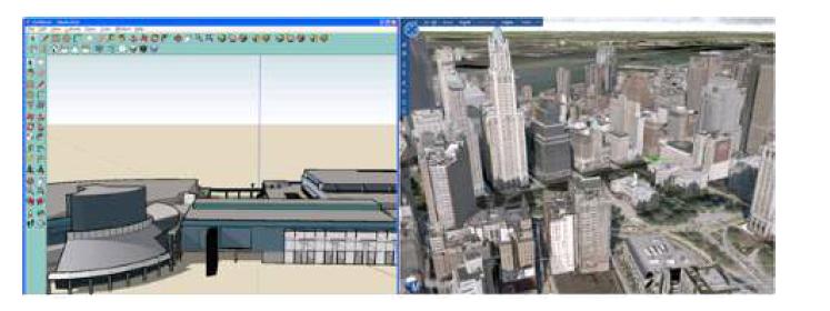 (좌) google sketchup (우) microsoft virtualearth.