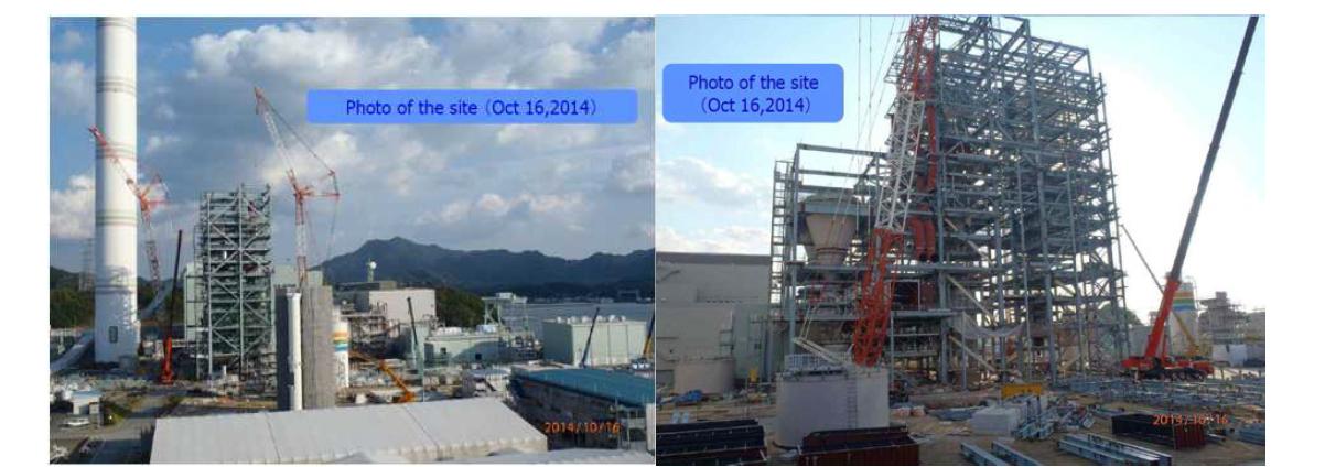 일본 Osaki CoolGen 프로젝트 설비 건설 중인 사진(2014/10/16)