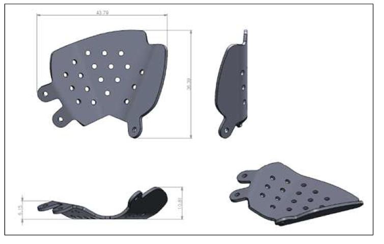 홀을 갖는 우안용 3D 안와용 플레이트 설계도면