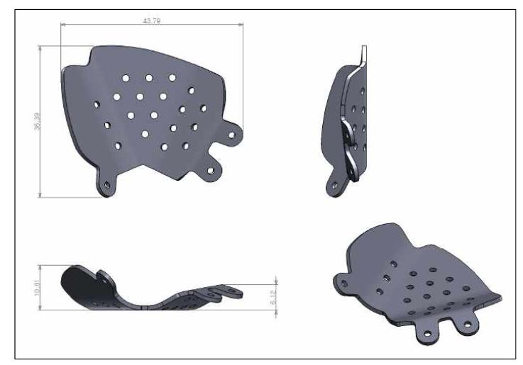 홀을 갖는 좌안용 3D 안와용 플레이트 설계도면