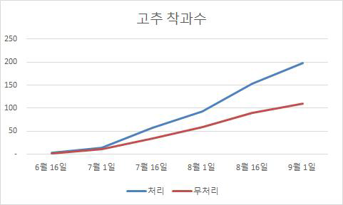 고추의 미생물추출액 처리를 통한 정식 후 고추 착과량변화