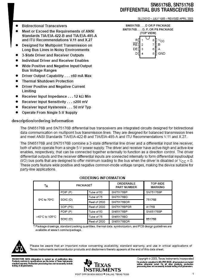 Differential Bus Transceivers Data