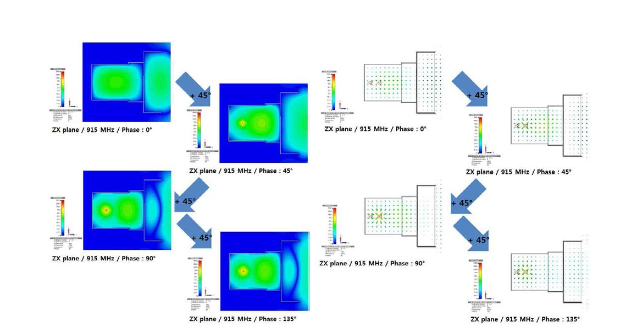 Type 2 캐비티 슬롯배열 안테나의 전자파 분포 특성(ZX plane / 915 MHz)
