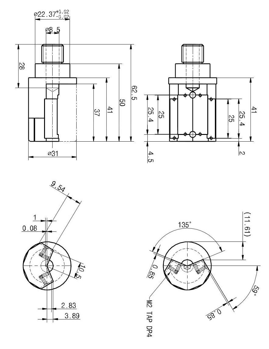 새롭게 설계한 Headlight H4 Type AL Body의 도면