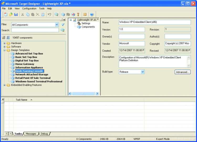 Windows XP Embedded용 Target Designer
