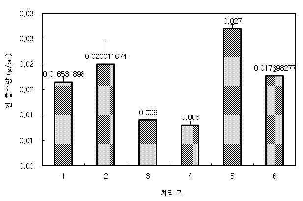 화학비료, 분뇨액비 및 발효액비 시용에 따른 인 흡수량