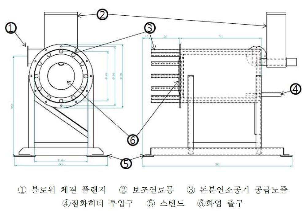 펠렛 연소기의 설계도