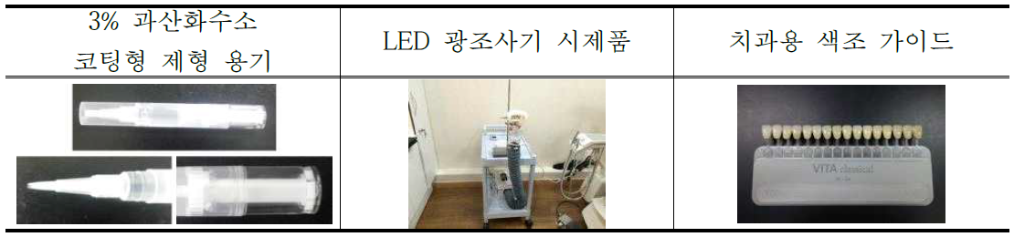 평가에 사용된 재료 사진