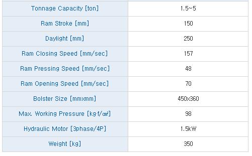 자동형 정밀 프레스 Specification