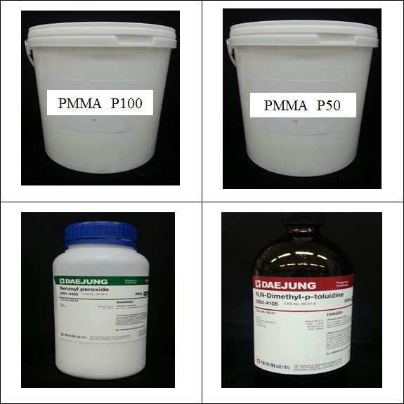 PMMA P100, PMMA P50, Benzoyl Peroxide, N,N-Dimethyl-p-Toluidine