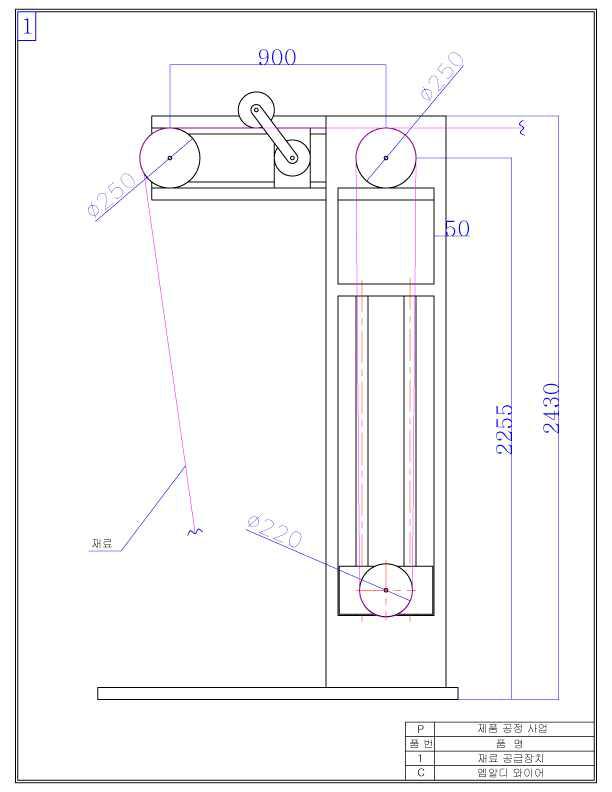 원형 선재 공급장치 설계도