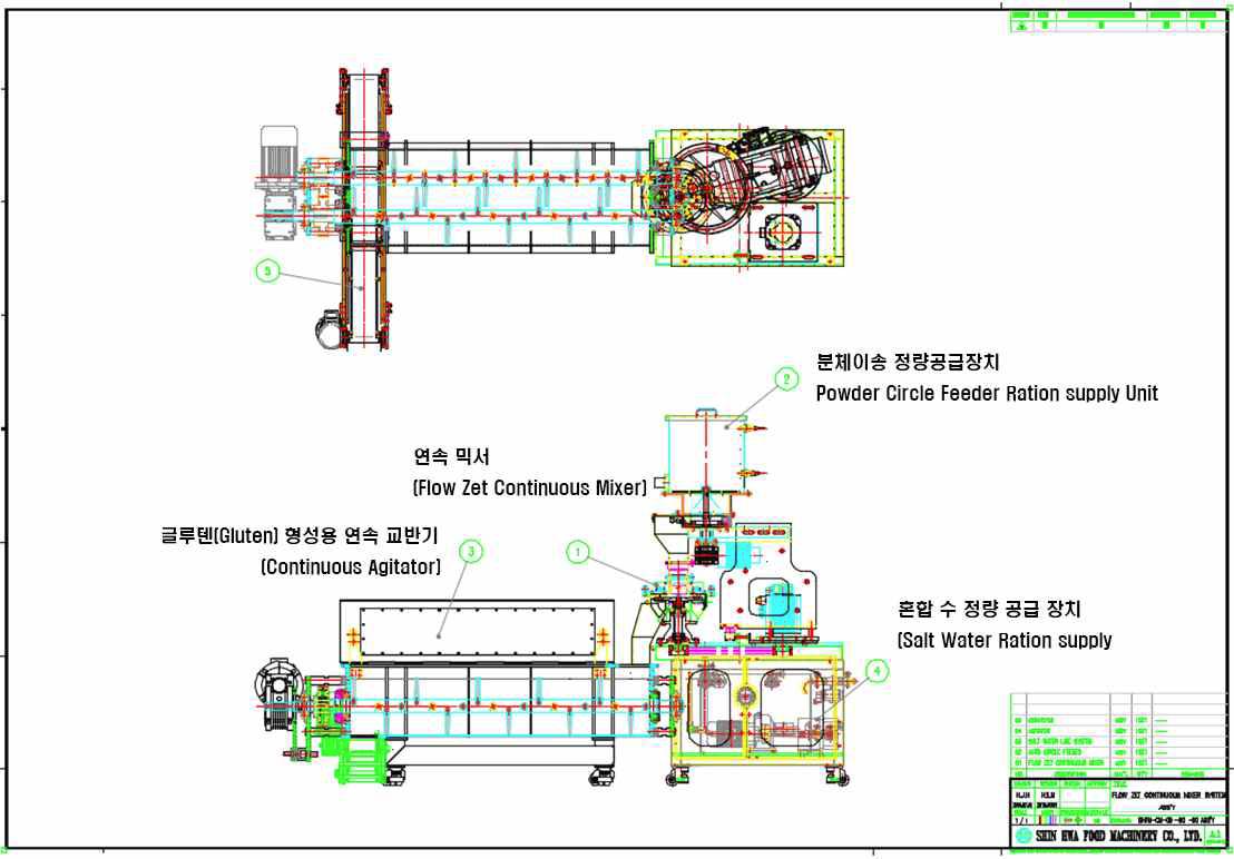 연속 믹서(Flow Zet Continuous Mixer) System 제작 2D 완성도면